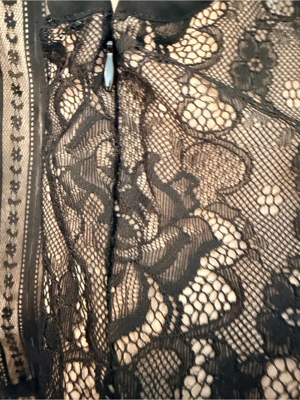LOFT Lace Overlay Sleeveless Blouse in Black and Nude
